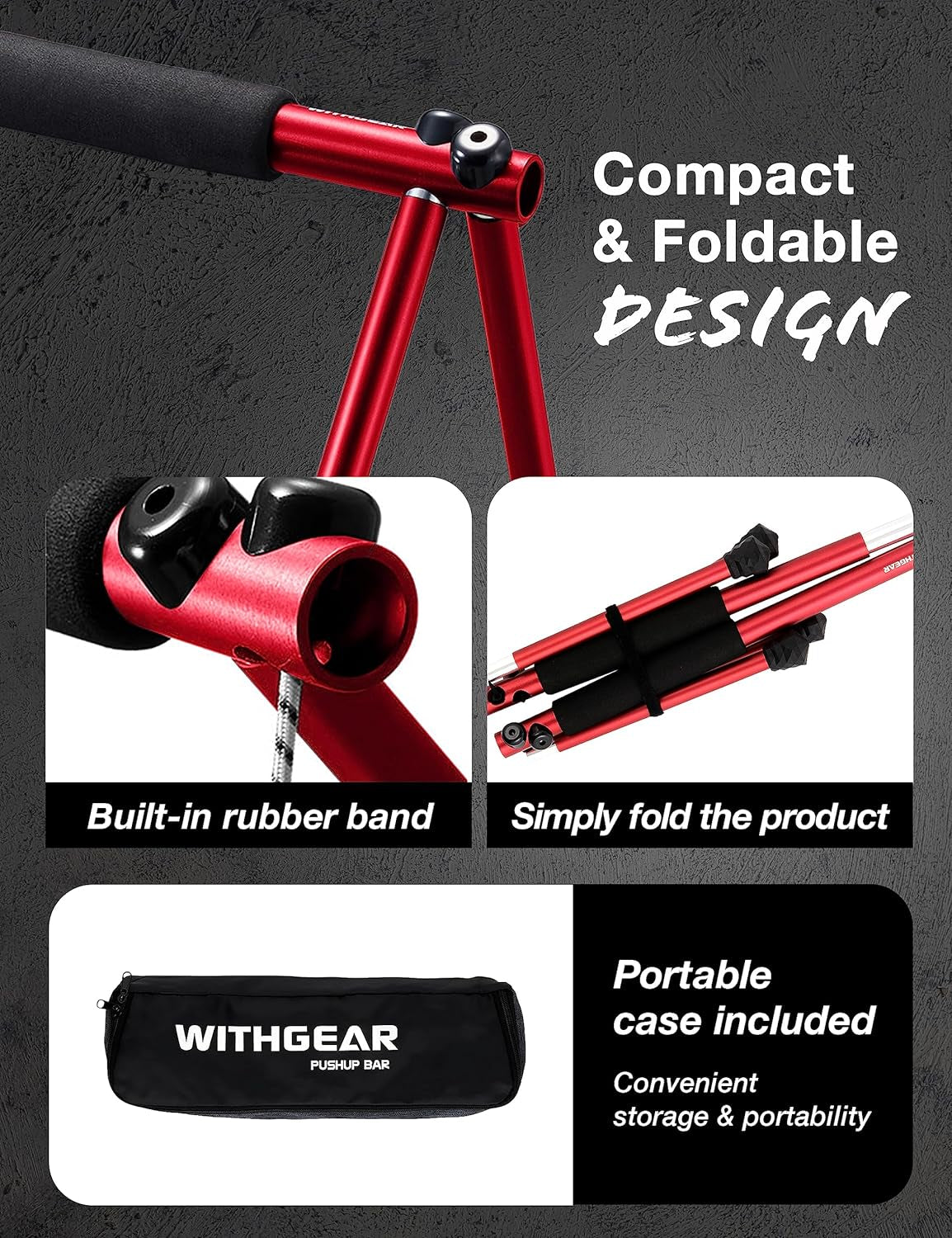 Folding Push Bar - Duralumin Metal Push Bars Heavy Duty Lightweight and Indoor and Outdoor Parallet Bar for Men and Women