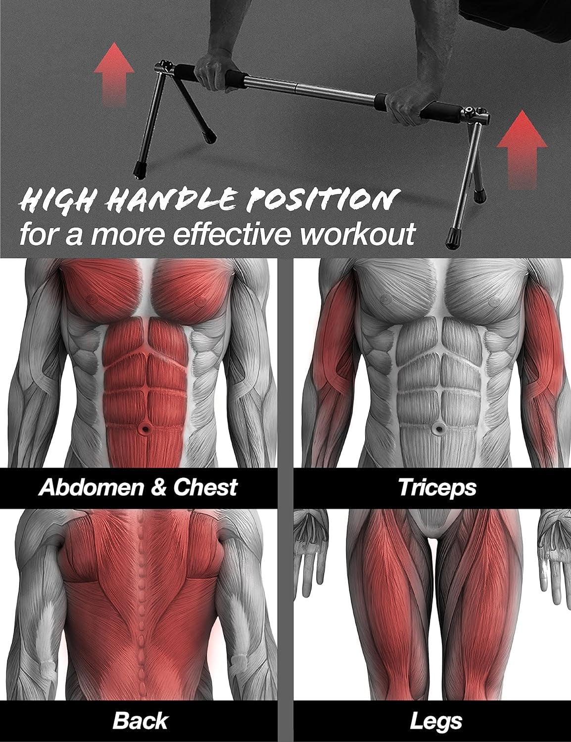 Folding Push Bar - Duralumin Metal Push Bars Heavy Duty Lightweight and Indoor and Outdoor Parallet Bar for Men and Women