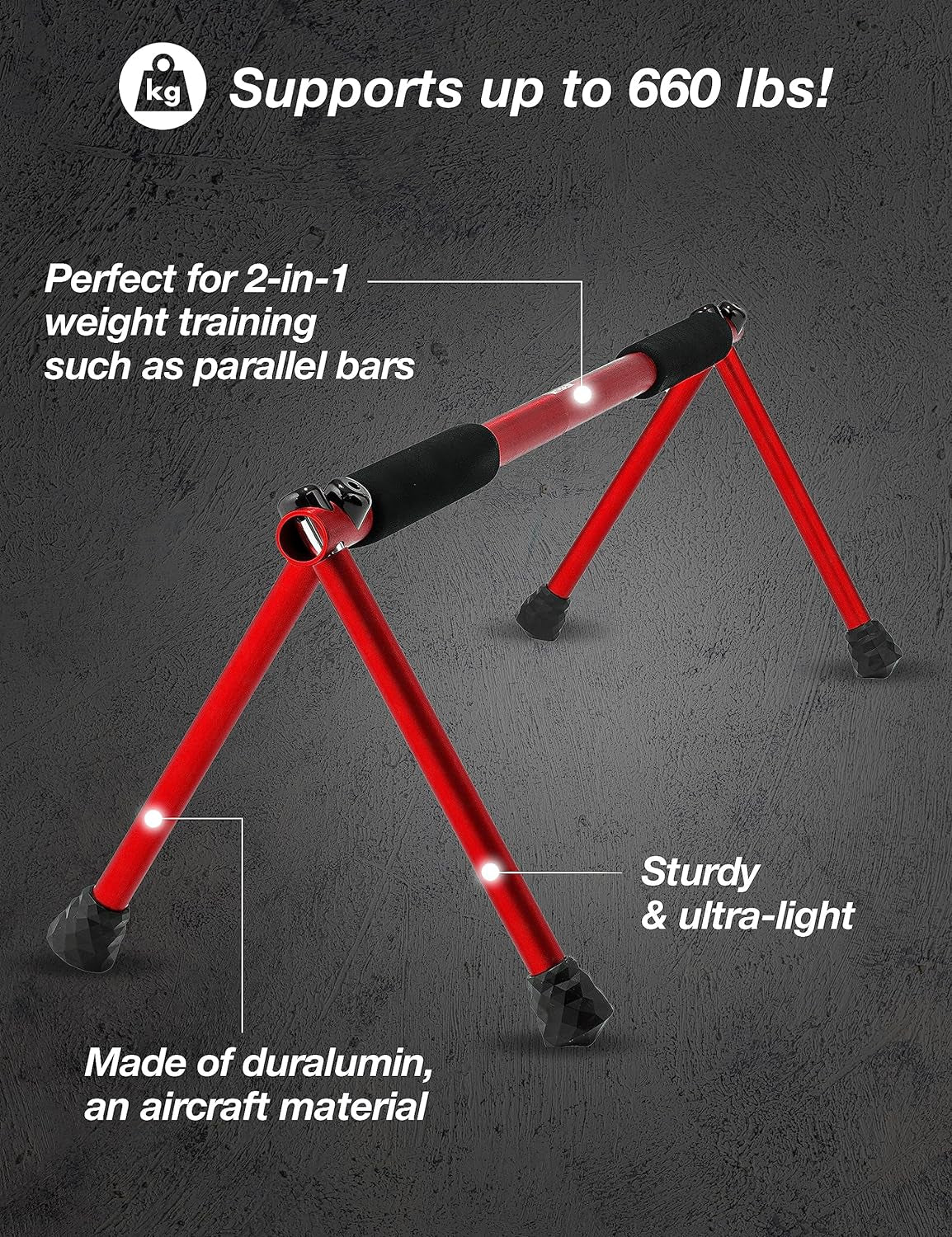Folding Push Bar - Duralumin Metal Push Bars Heavy Duty Lightweight and Indoor and Outdoor Parallet Bar for Men and Women