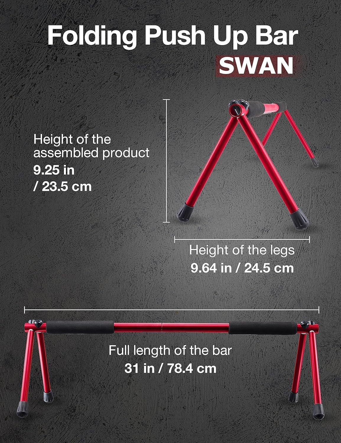 Folding Push Bar - Duralumin Metal Push Bars Heavy Duty Lightweight and Indoor and Outdoor Parallet Bar for Men and Women