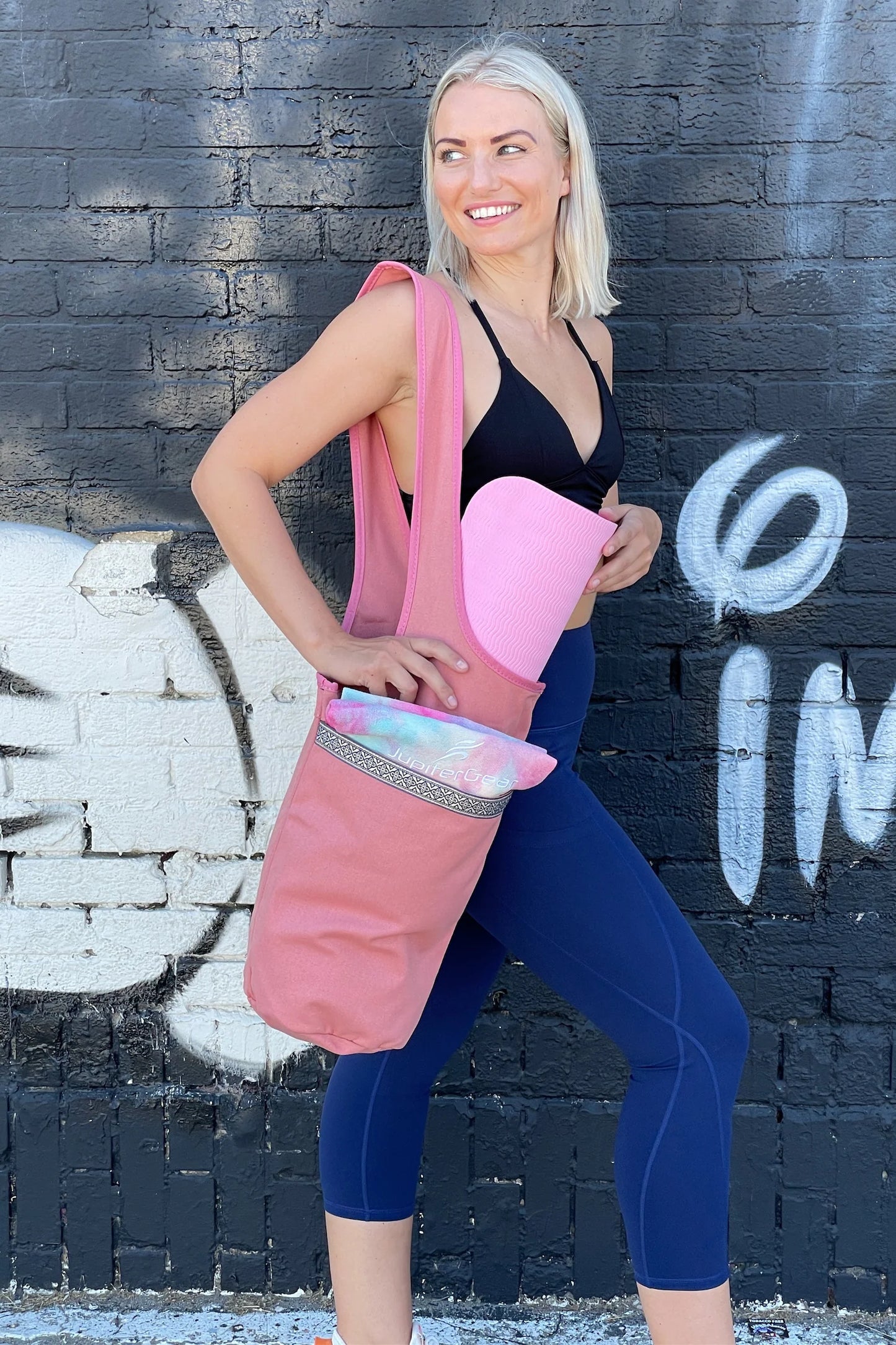 Jupitergear Yoga Mat Carrying Tote Bag with Large Size Pockets | Multipurpose and Fit Most Size Mats