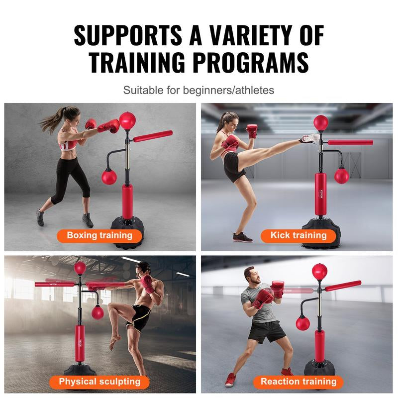 VEVOR Adjustable Boxing Speed Trainer with Stand, Reflex Punching Bag Set Including Gloves for Home Gym Workouts
