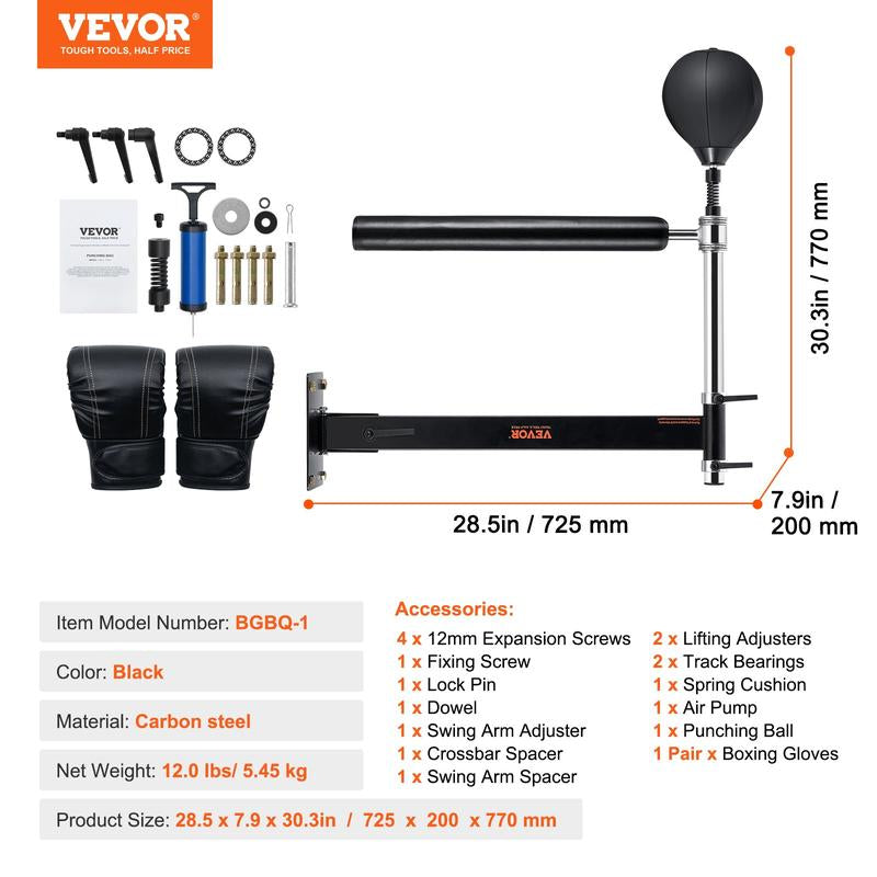 VEVOR Adjustable Boxing Speed Trainer with Stand, Reflex Punching Bag Set Including Gloves for Home Gym Workouts