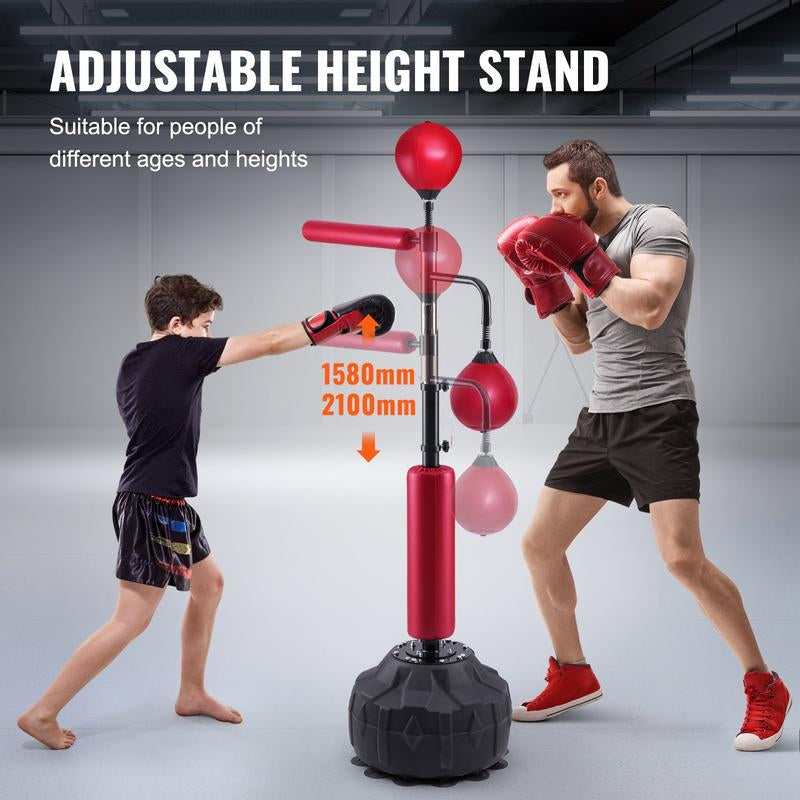 VEVOR Adjustable Boxing Speed Trainer with Stand, Reflex Punching Bag Set Including Gloves for Home Gym Workouts
