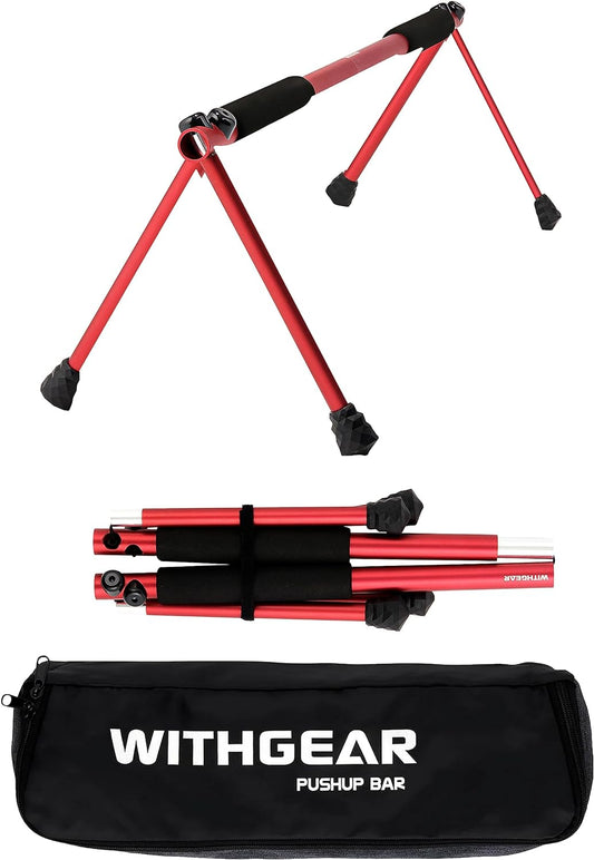 Folding Push Bar - Duralumin Metal Push Bars Heavy Duty Lightweight and Indoor and Outdoor Parallet Bar for Men and Women
