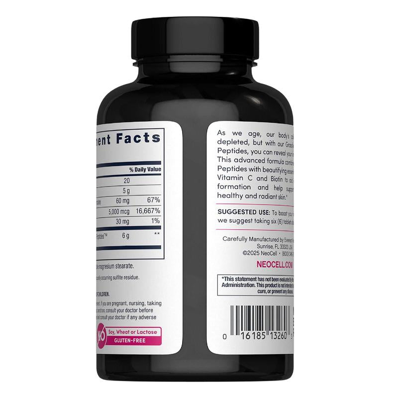 Grassfed Collagen Peptides + C & Biotin Supplement | 180 Tablets