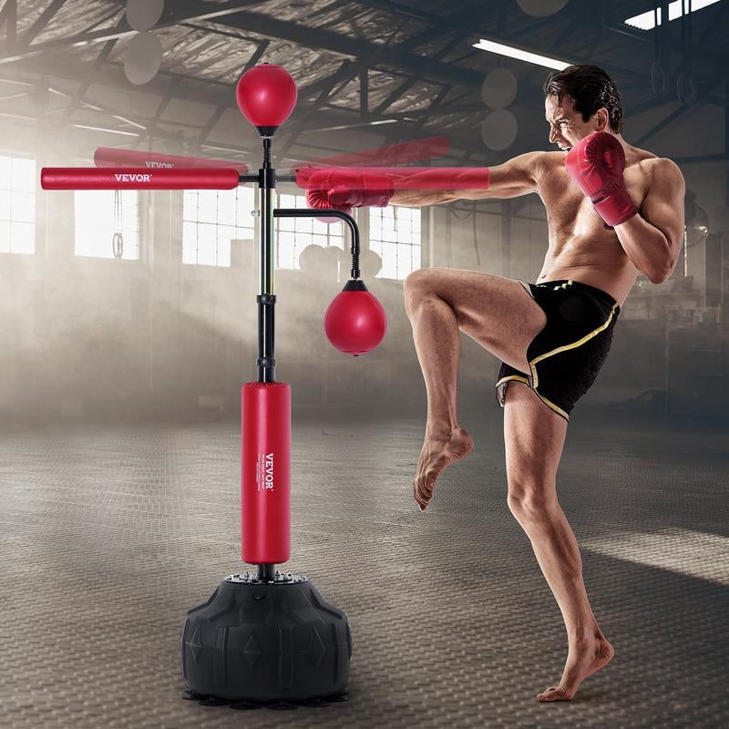 VEVOR Adjustable Boxing Speed Trainer with Stand, Reflex Punching Bag Set Including Gloves for Home Gym Workouts