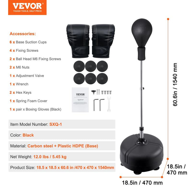 VEVOR Adjustable Boxing Speed Trainer with Stand, Reflex Punching Bag Set Including Gloves for Home Gym Workouts