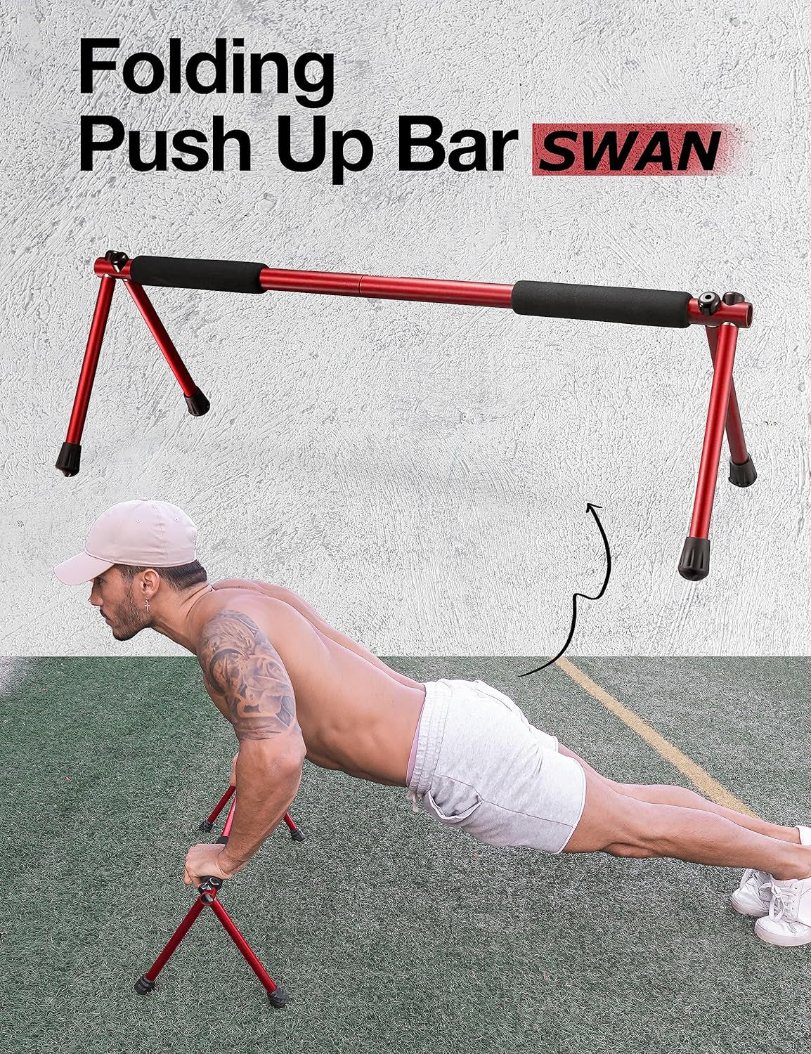Folding Push Bar - Duralumin Metal Push Bars Heavy Duty Lightweight and Indoor and Outdoor Parallet Bar for Men and Women