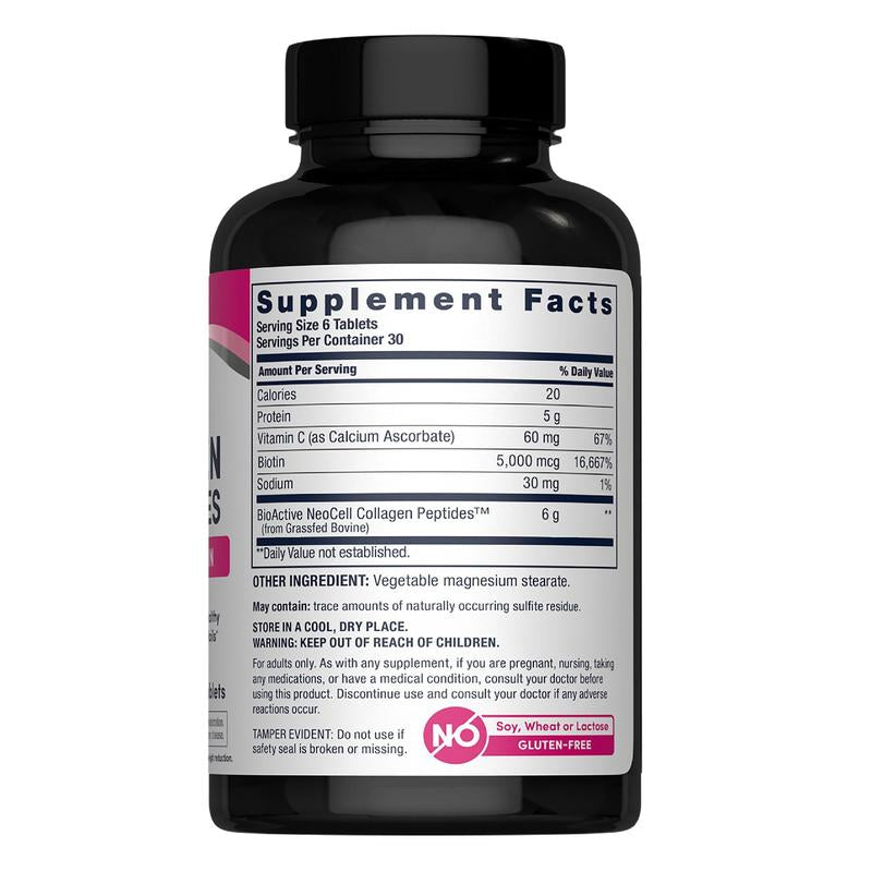 Grassfed Collagen Peptides + C & Biotin Supplement | 180 Tablets