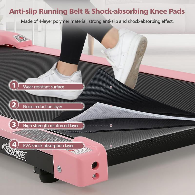 Walking Pad Treadmill, Remote Controlled under Desk Treadmill Quiet with LED Display, Installation-Free for Home Office