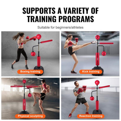 VEVOR Adjustable Boxing Speed Trainer with Stand, Reflex Punching Bag Set Including Gloves for Home Gym Workouts