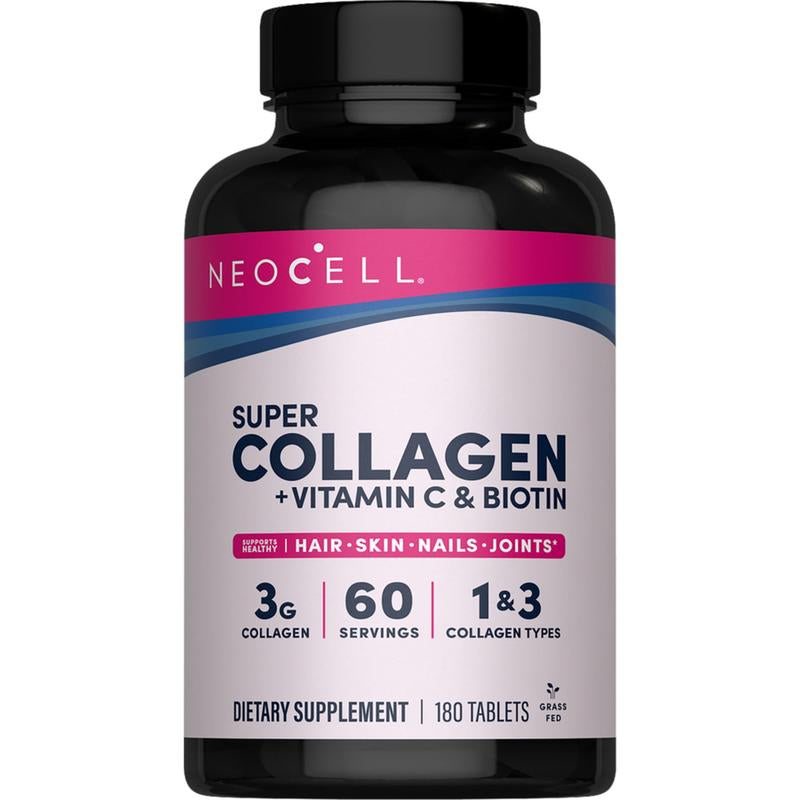 Grassfed Collagen Peptides + C & Biotin Supplement | 180 Tablets